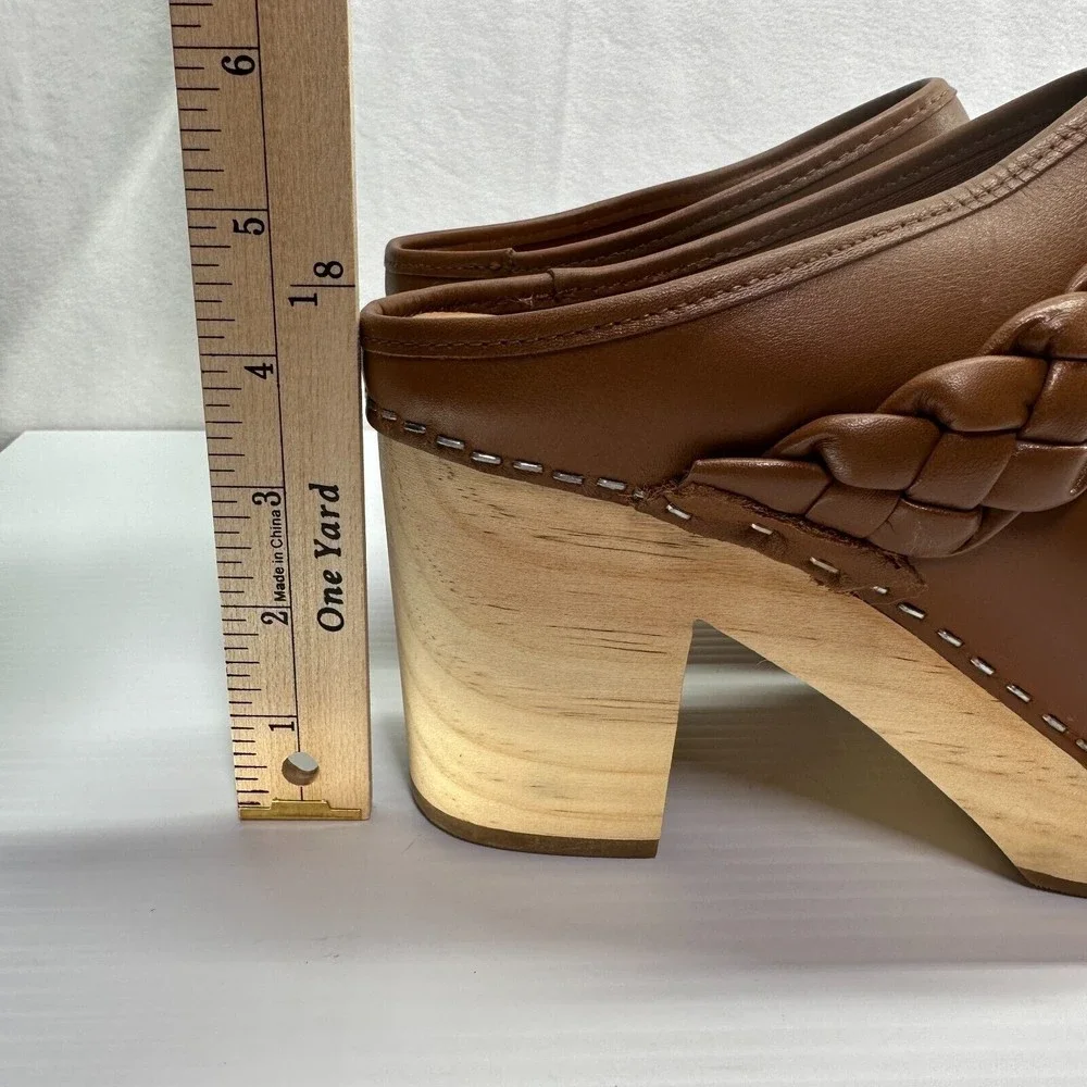 Dolce Vita Brown Braided Leather Clogs - Picture 9 of 9